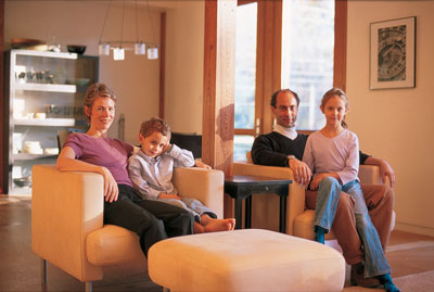 Allison Ewing and Chris Hays sit with, son, Christopher, and daughter, Emily.